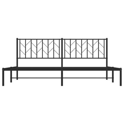 Bedframe Metaal 193 x 203 cm Zwart met hoofdbord