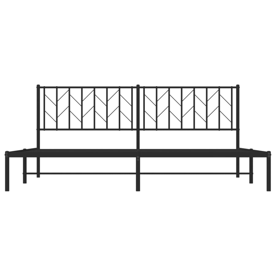 Bedframe Metaal 193 x 203 cm Zwart met hoofdbord