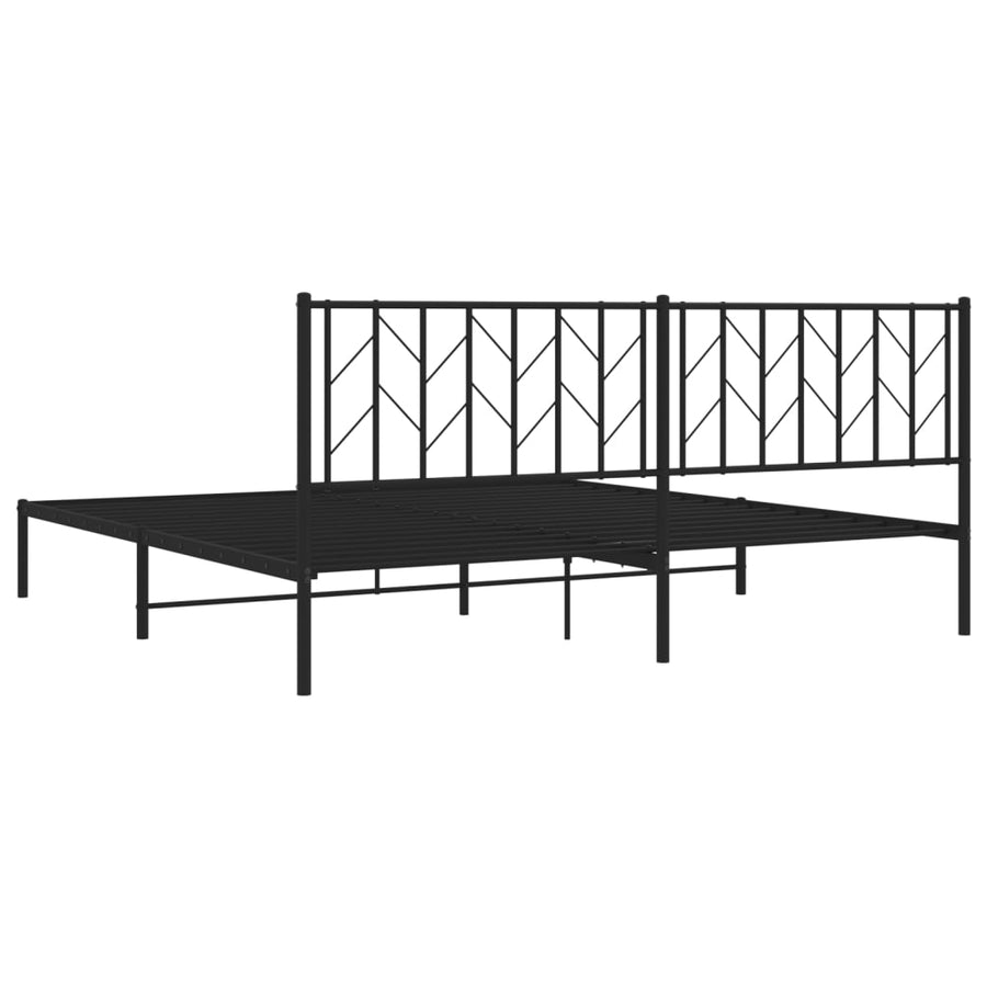Bedframe Metaal 193 x 203 cm Zwart met hoofdbord
