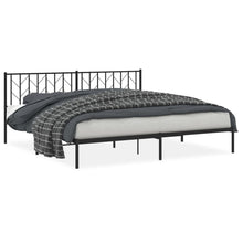 Bedframe Metaal 200 x 200 cm Zwart met hoofdbord