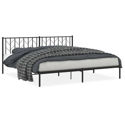 Bedframe Metaal 200 x 200 cm Zwart met hoofdbord