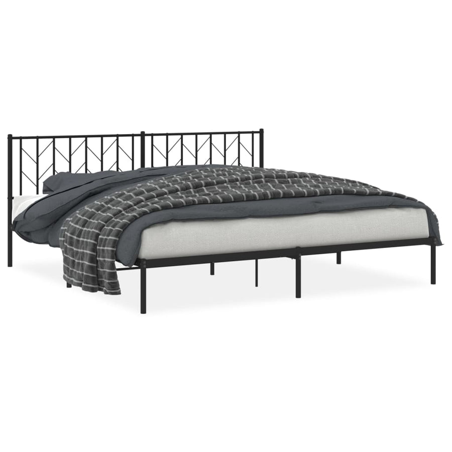 Bedframe met hoofdbord metaal zwart 200x200 cm