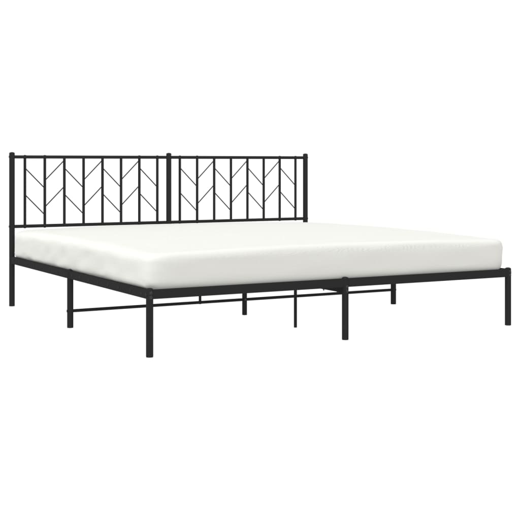 Bedframe Metaal 200 x 200 cm Zwart met hoofdbord
