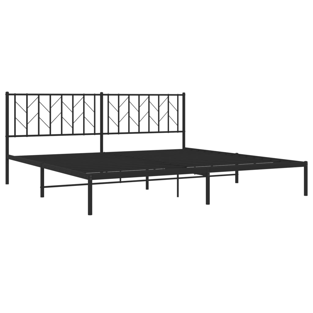 Bedframe Metaal 200 x 200 cm Zwart met hoofdbord