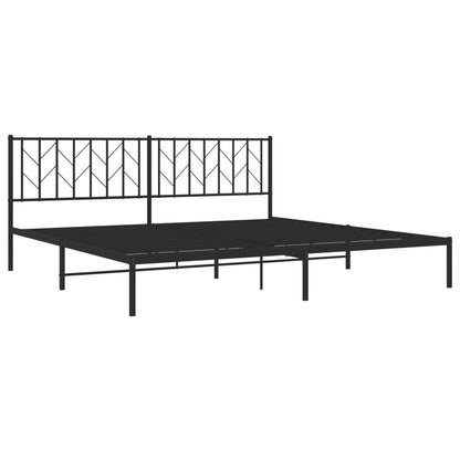 Bedframe Metaal 200 x 200 cm Zwart met hoofdbord