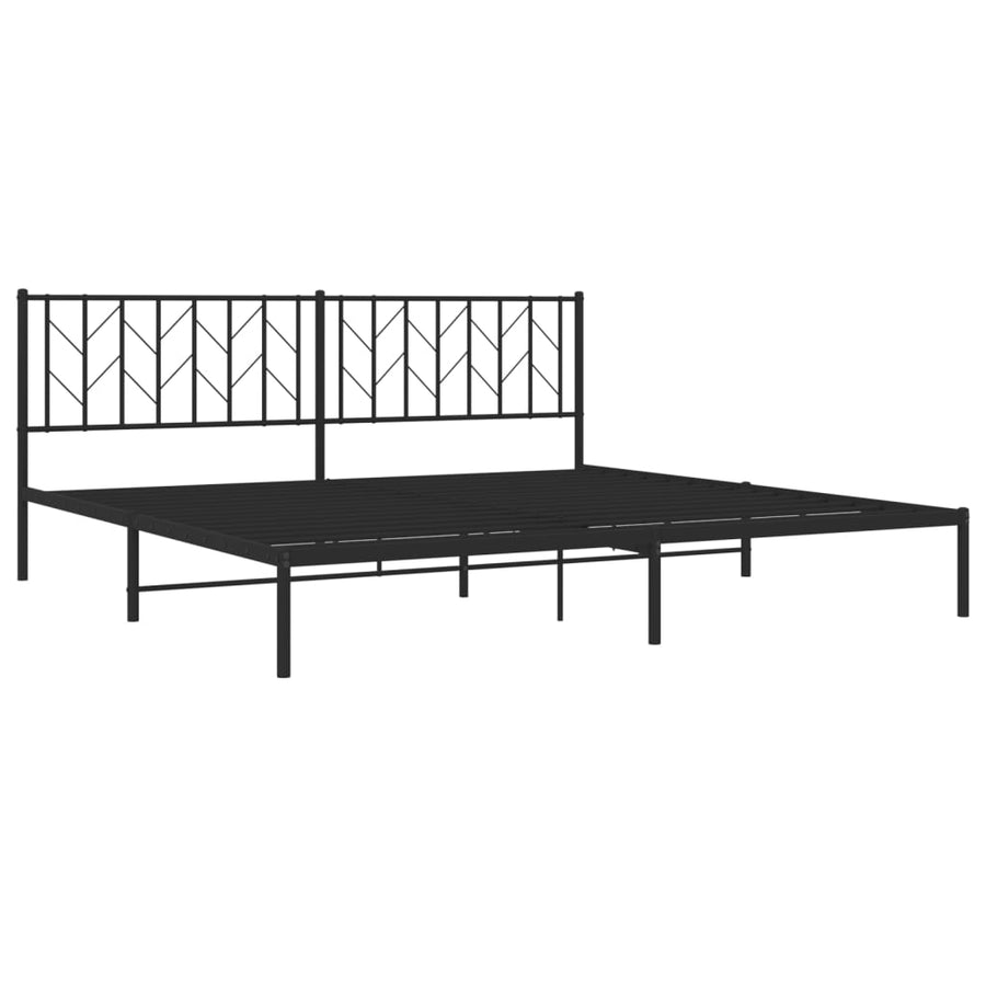 Bedframe met hoofdbord metaal zwart 200x200 cm