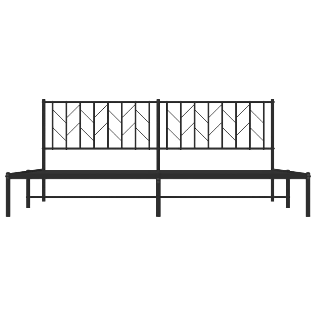 Bedframe Metaal 200 x 200 cm Zwart met hoofdbord
