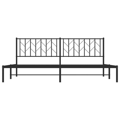 Bedframe Metaal 200 x 200 cm Zwart met hoofdbord