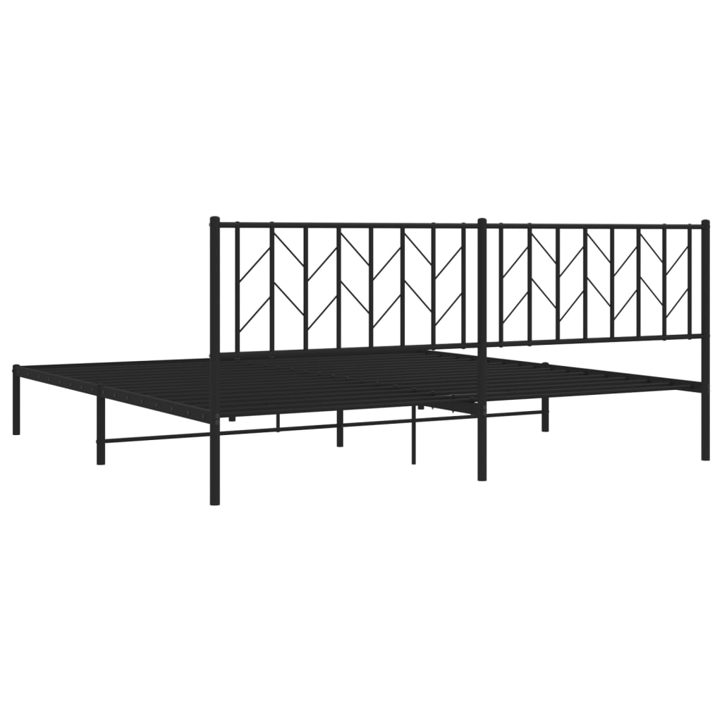 Bedframe Metaal 200 x 200 cm Zwart met hoofdbord