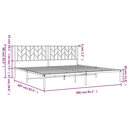 Bedframe Metaal 200 x 200 cm Zwart met hoofdbord