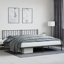 Bedframe Metaal 200 x 200 cm Zwart met hoofdbord