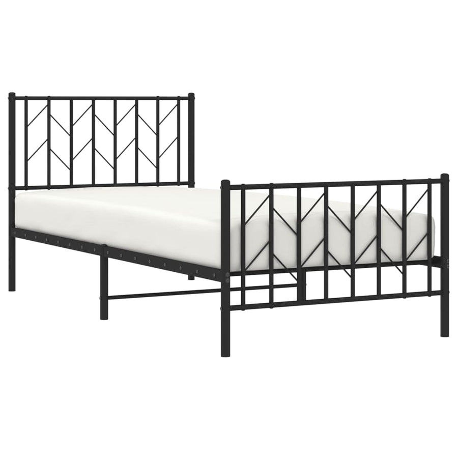 Bedframe Met Hoofd- En Voeteneinde Metaal 90 x 190 cm Zwart met hoofdbord & voetbord