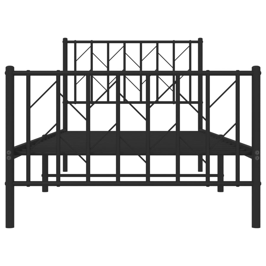 Bedframe Met Hoofd- En Voeteneinde Metaal 90 x 190 cm Zwart met hoofdbord & voetbord