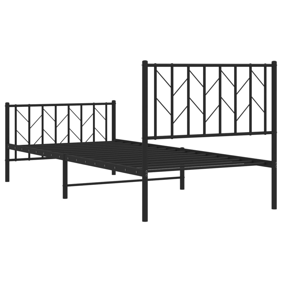 Bedframe Met Hoofd- En Voeteneinde Metaal 90 x 190 cm Zwart met hoofdbord & voetbord