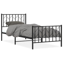 Bedframe Met Hoofd- En Voeteneinde Metaal 90 x 200 cm Zwart met hoofdbord & voetbord