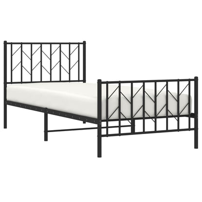 Bedframe Met Hoofd- En Voeteneinde Metaal 90 x 200 cm Zwart met hoofdbord & voetbord