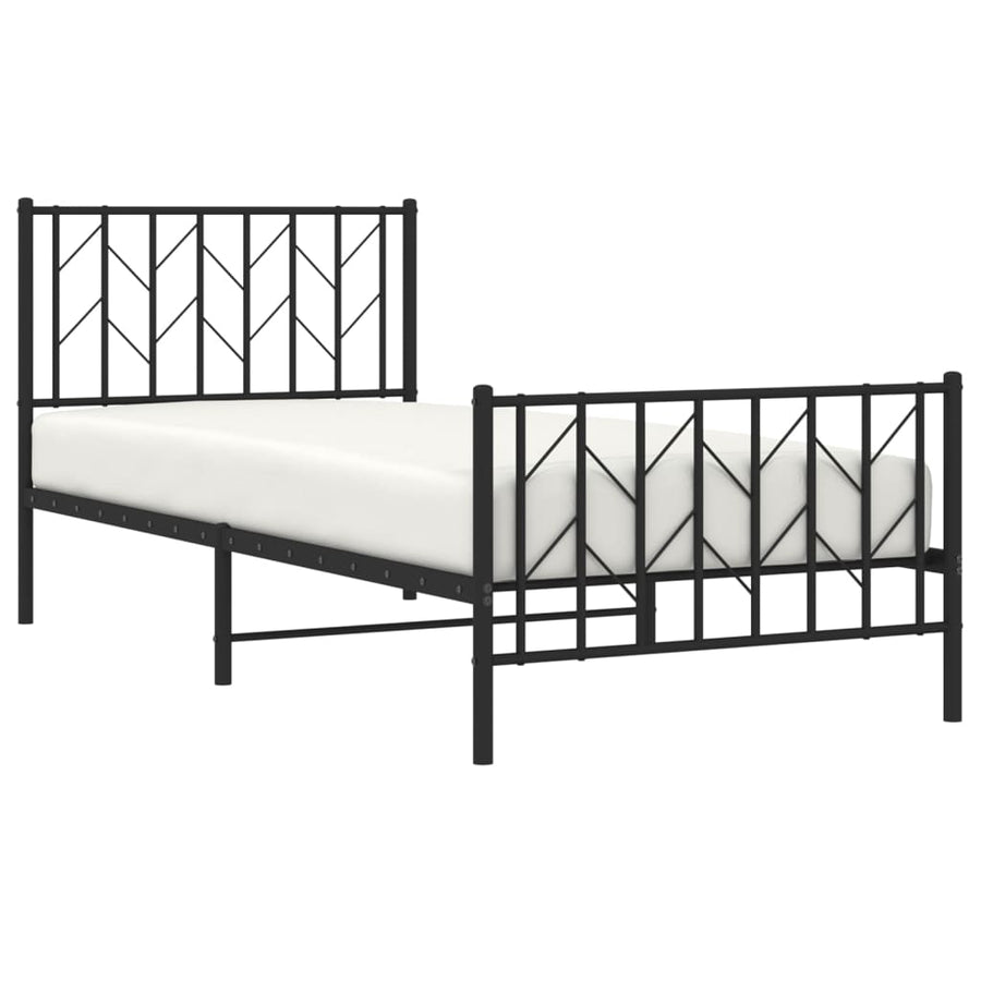 Bedframe Met Hoofd- En Voeteneinde Metaal 90 x 200 cm Zwart met hoofdbord & voetbord