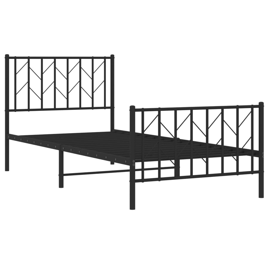 Bedframe Met Hoofd- En Voeteneinde Metaal 90 x 200 cm Zwart met hoofdbord & voetbord