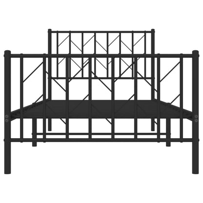 Bedframe Met Hoofd- En Voeteneinde Metaal 90 x 200 cm Zwart met hoofdbord & voetbord