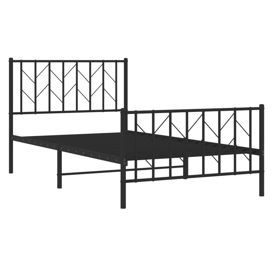 Bedframe Met Hoofd- En Voeteneinde Metaal 100 x 190 cm Zwart met hoofdbord & voetbord