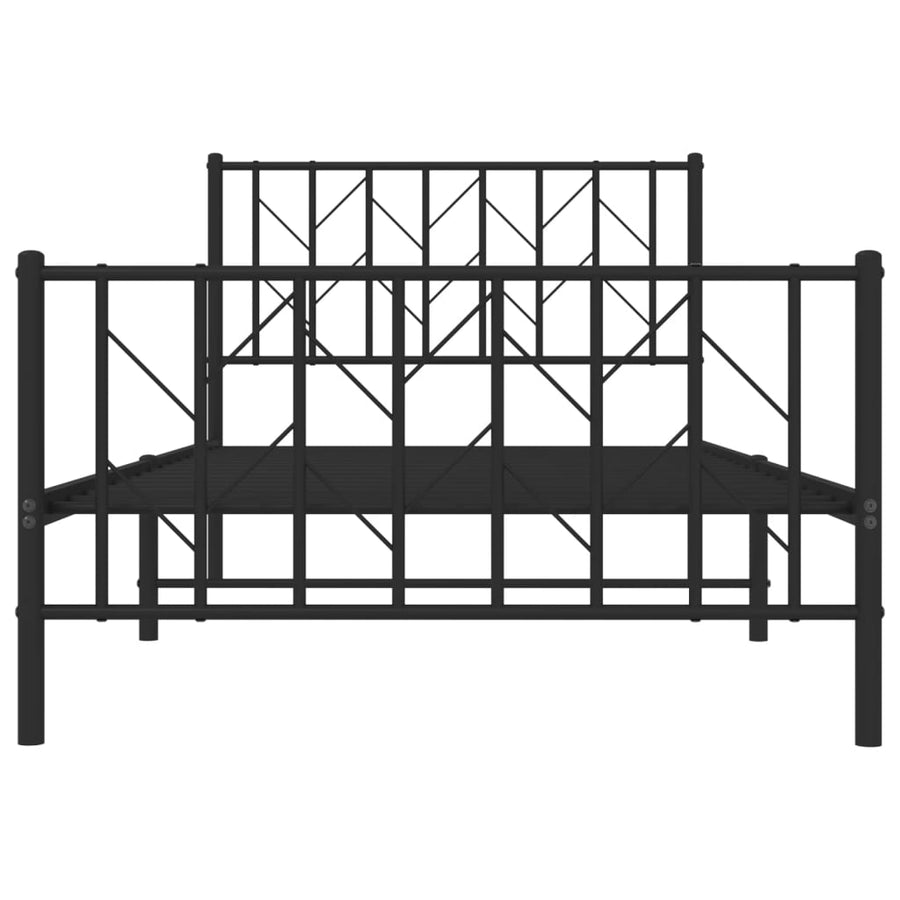 Bedframe Met Hoofd- En Voeteneinde Metaal 100 x 190 cm Zwart met hoofdbord & voetbord