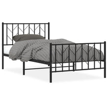 Bedframe Met Hoofd- En Voeteneinde Metaal 100 x 200 cm Zwart met hoofdbord & voetbord