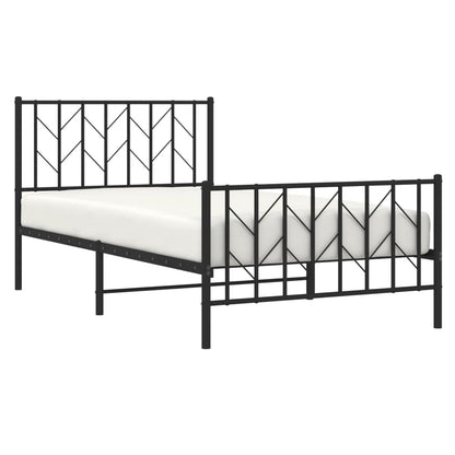 Bedframe Met Hoofd- En Voeteneinde Metaal 100 x 200 cm Zwart met hoofdbord & voetbord