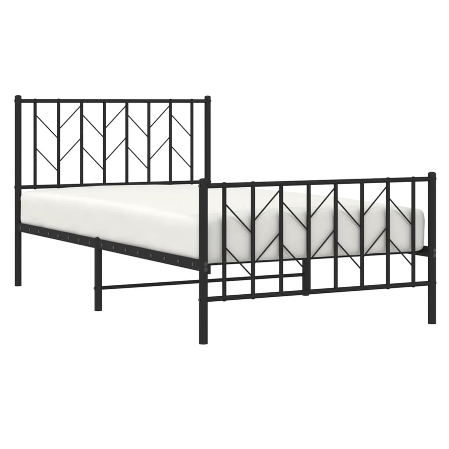 Bedframe Met Hoofd- En Voeteneinde Metaal 100 x 200 cm Zwart met hoofdbord & voetbord
