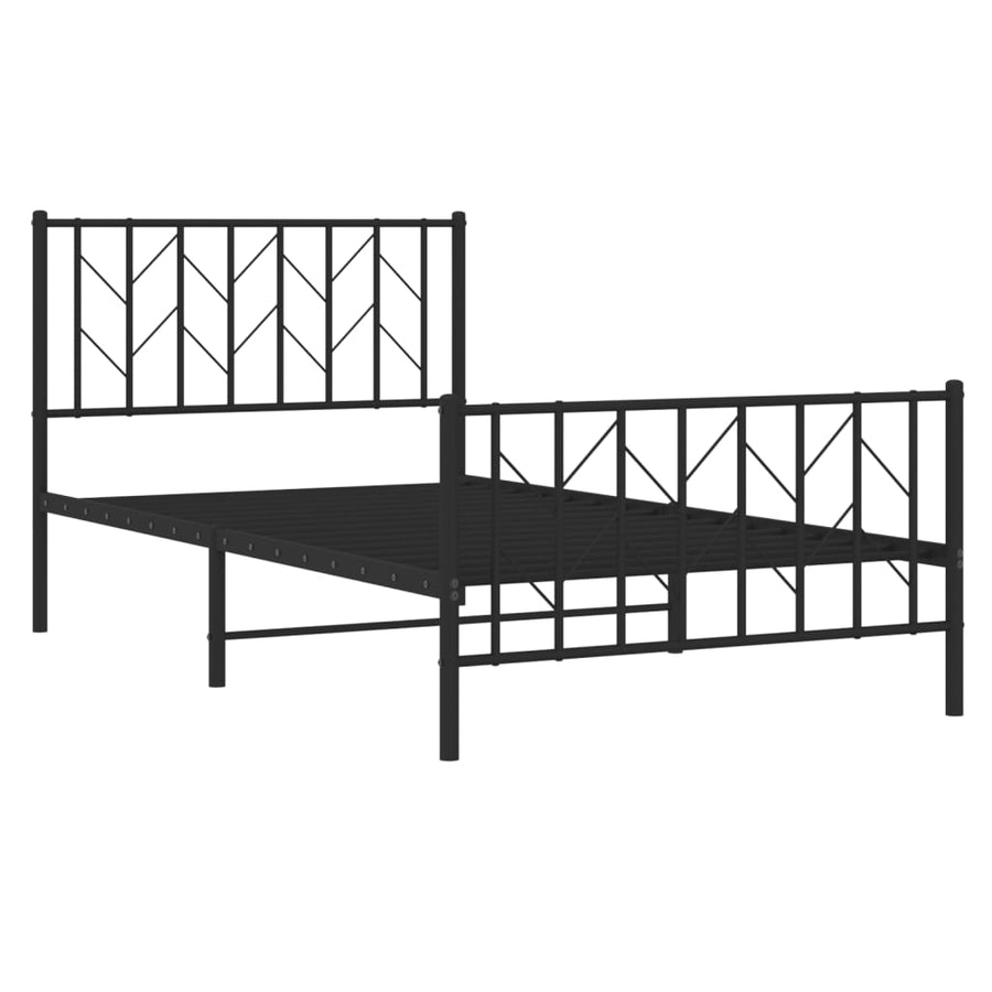 Bedframe Met Hoofd- En Voeteneinde Metaal 100 x 200 cm Zwart met hoofdbord & voetbord