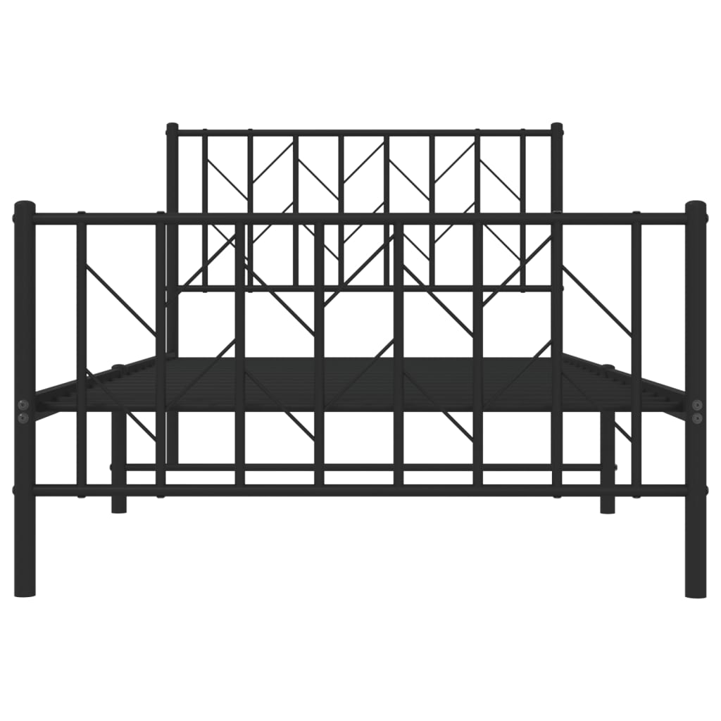 Bedframe Met Hoofd- En Voeteneinde Metaal 100 x 200 cm Zwart met hoofdbord & voetbord