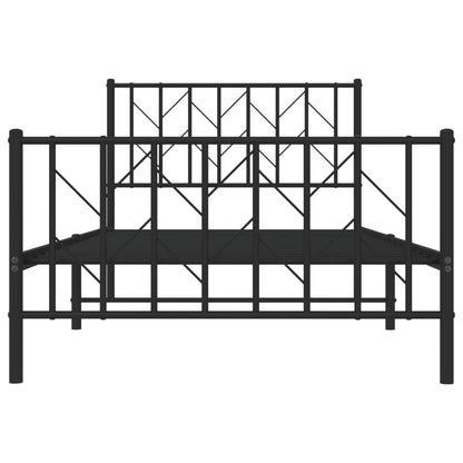 Bedframe Met Hoofd- En Voeteneinde Metaal 100 x 200 cm Zwart met hoofdbord & voetbord