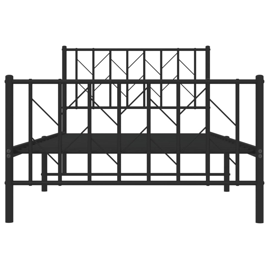 Bedframe Met Hoofd- En Voeteneinde Metaal 100 x 200 cm Zwart met hoofdbord & voetbord