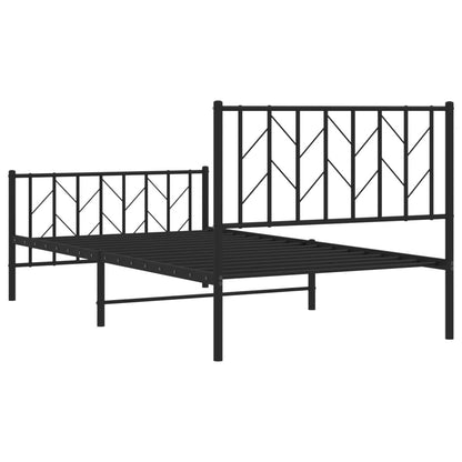 Bedframe Met Hoofd- En Voeteneinde Metaal 100 x 200 cm Zwart met hoofdbord & voetbord