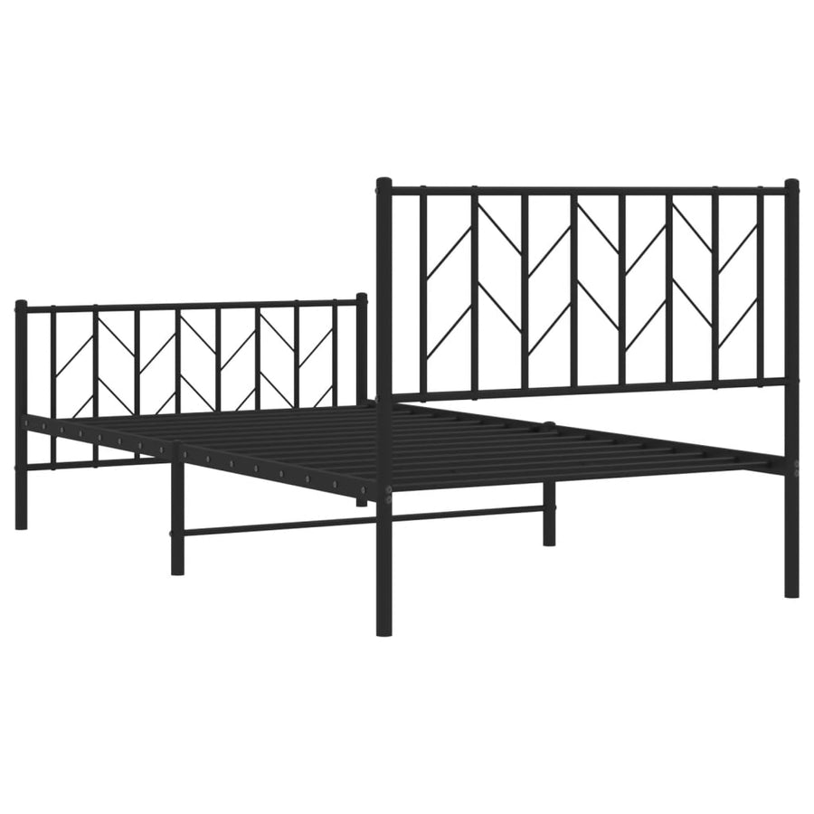 Bedframe Met Hoofd- En Voeteneinde Metaal 100 x 200 cm Zwart met hoofdbord & voetbord