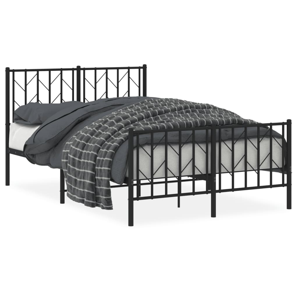Bedframe Met Hoofd- En Voeteneinde Metaal 120 x 200 cm Zwart met hoofdbord & voetbord