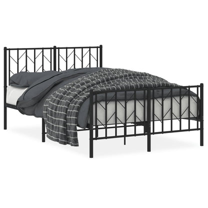 Bedframe Met Hoofd- En Voeteneinde Metaal 120 x 200 cm Zwart met hoofdbord & voetbord