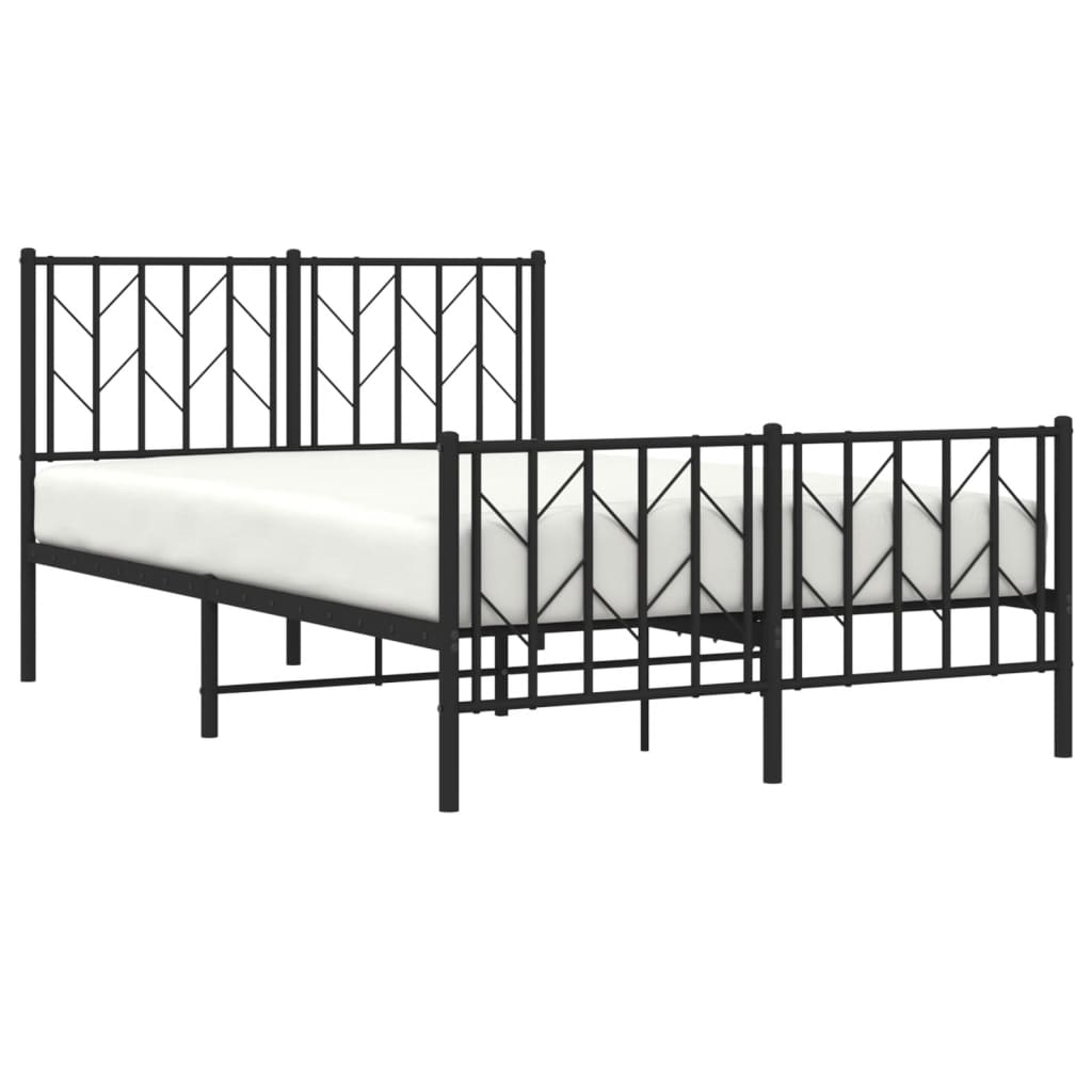 Bedframe Met Hoofd- En Voeteneinde Metaal 120 x 200 cm Zwart met hoofdbord & voetbord