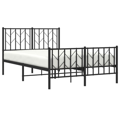 Bedframe Met Hoofd- En Voeteneinde Metaal 120 x 200 cm Zwart met hoofdbord & voetbord