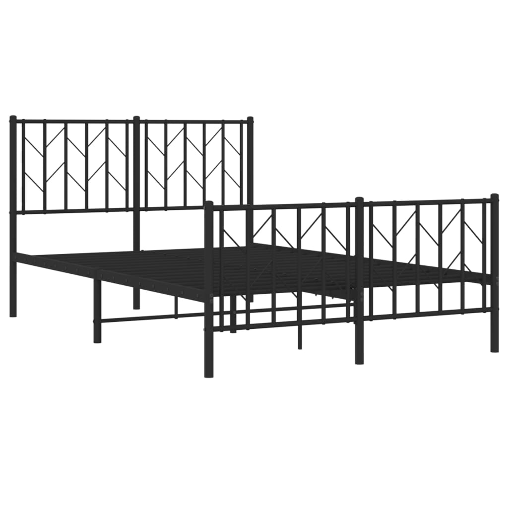 Bedframe Met Hoofd- En Voeteneinde Metaal 120 x 200 cm Zwart met hoofdbord & voetbord