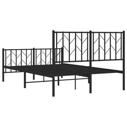 Bedframe Met Hoofd- En Voeteneinde Metaal 120 x 200 cm Zwart met hoofdbord & voetbord