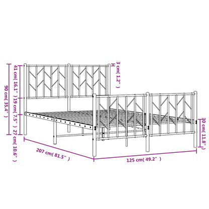 Bedframe Met Hoofd- En Voeteneinde Metaal 120 x 200 cm Zwart met hoofdbord & voetbord