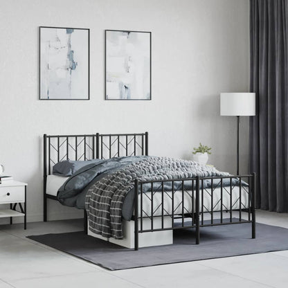 Bedframe Met Hoofd- En Voeteneinde Metaal 120 x 200 cm Zwart met hoofdbord & voetbord
