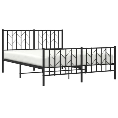 Bedframe Met Hoofd- En Voeteneinde Metaal 135 x 190 cm Zwart met hoofdbord & voetbord