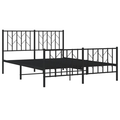 Bedframe Met Hoofd- En Voeteneinde Metaal 135 x 190 cm Zwart met hoofdbord & voetbord