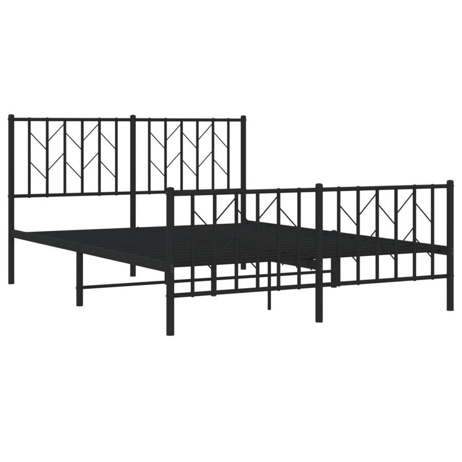 Bedframe Met Hoofd- En Voeteneinde Metaal 135 x 190 cm Zwart met hoofdbord & voetbord