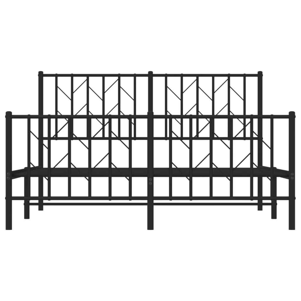 Bedframe Met Hoofd- En Voeteneinde Metaal 135 x 190 cm Zwart met hoofdbord & voetbord