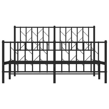 Bedframe Met Hoofd- En Voeteneinde Metaal 135 x 190 cm Zwart met hoofdbord & voetbord