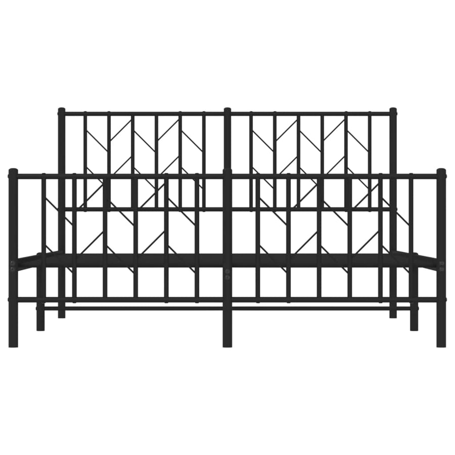 Bedframe Met Hoofd- En Voeteneinde Metaal 135 x 190 cm Zwart met hoofdbord & voetbord