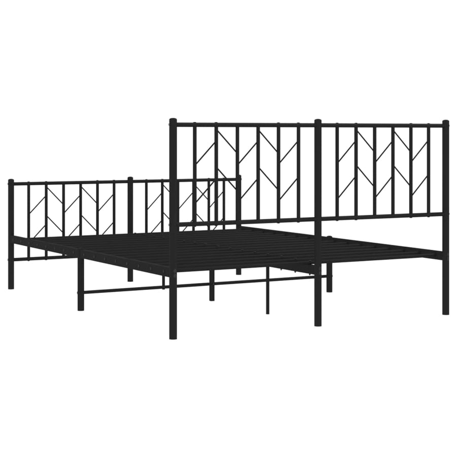 Bedframe Met Hoofd- En Voeteneinde Metaal 135 x 190 cm Zwart met hoofdbord & voetbord