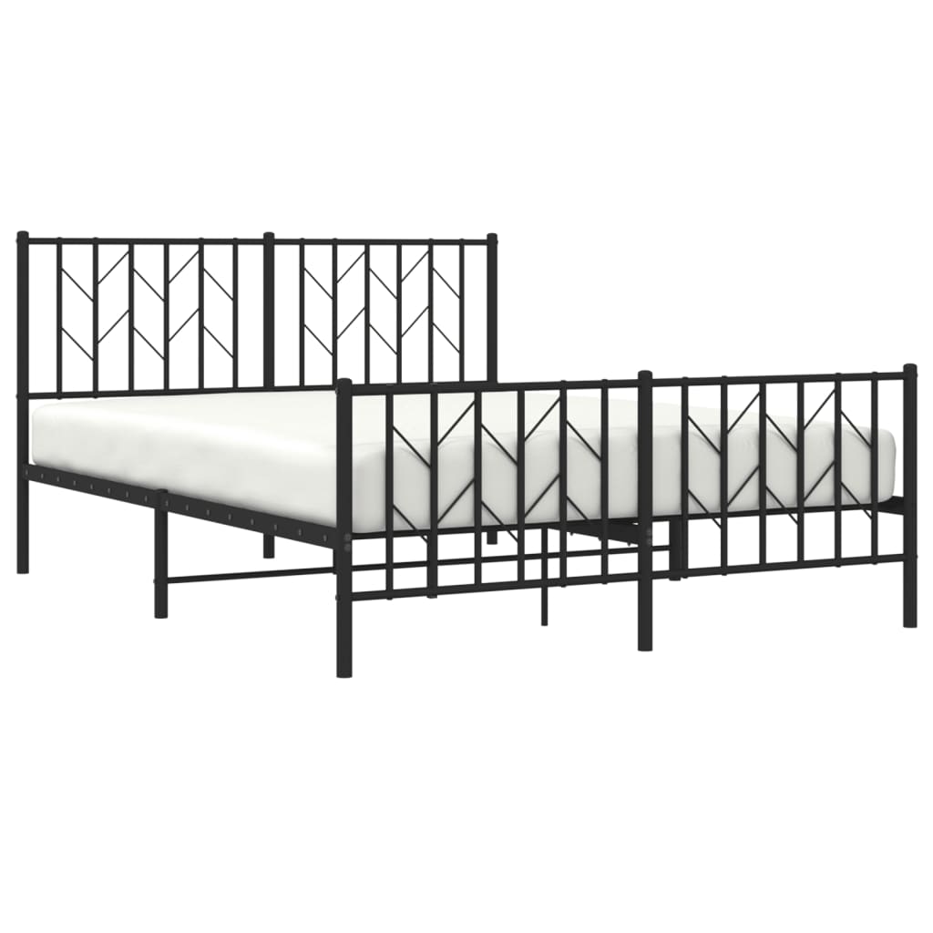 Bedframe met hoofd- en voeteneinde metaal zwart 140x200 cm